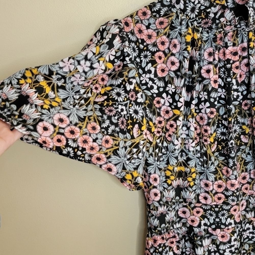 NWT Julia Jordan | Short Sleeve Mock Neck A-line Floral Midi Dress Size 6 - Picture 7 of 10